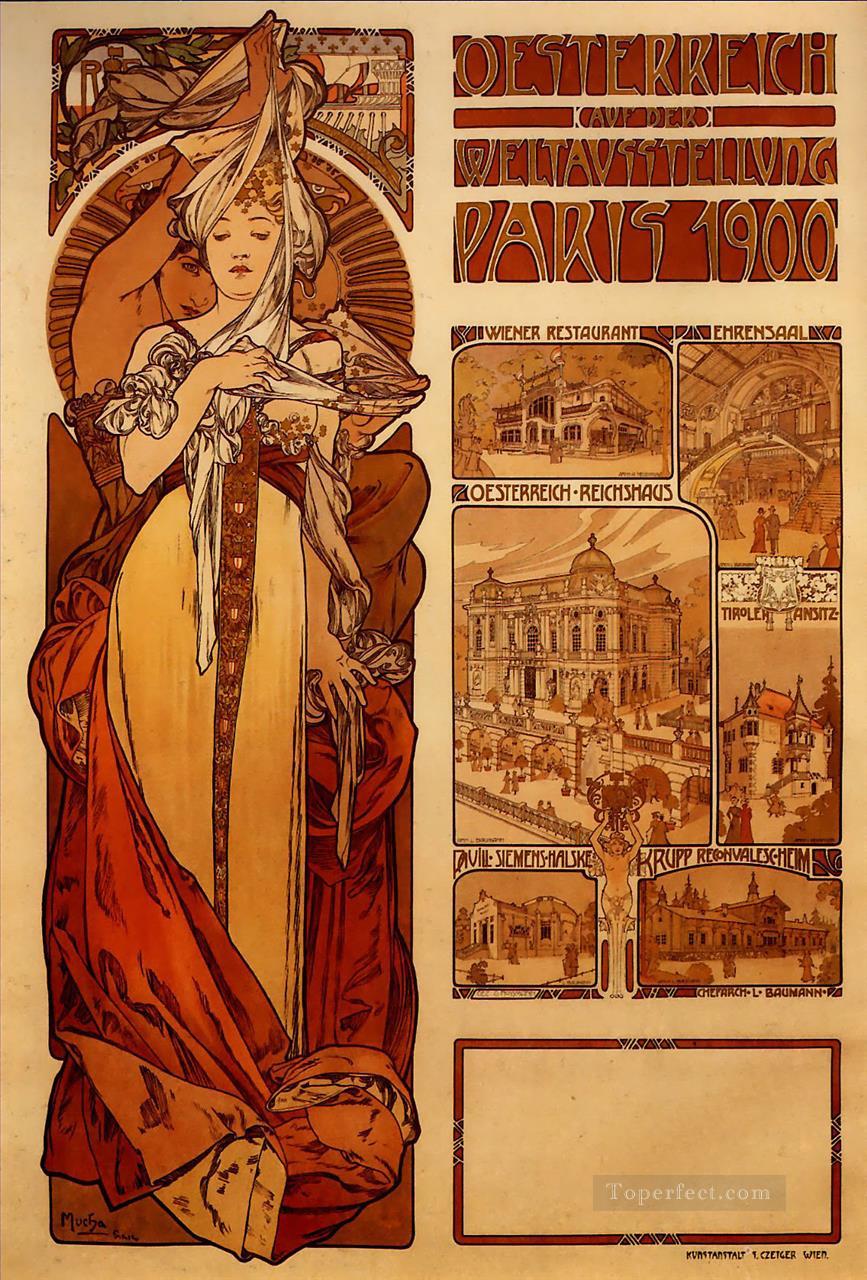 Austria 1899 Czech Art Nouveau distinct Alphonse Mucha Oil Paintings